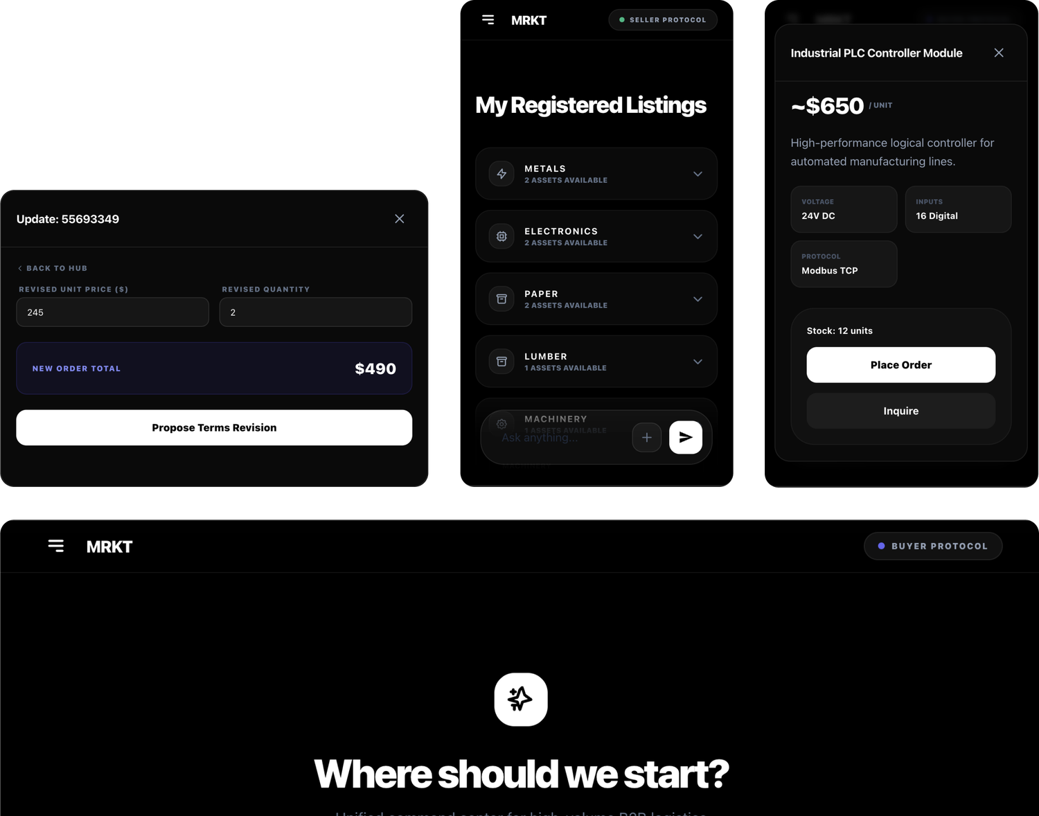 AI marketplace screens